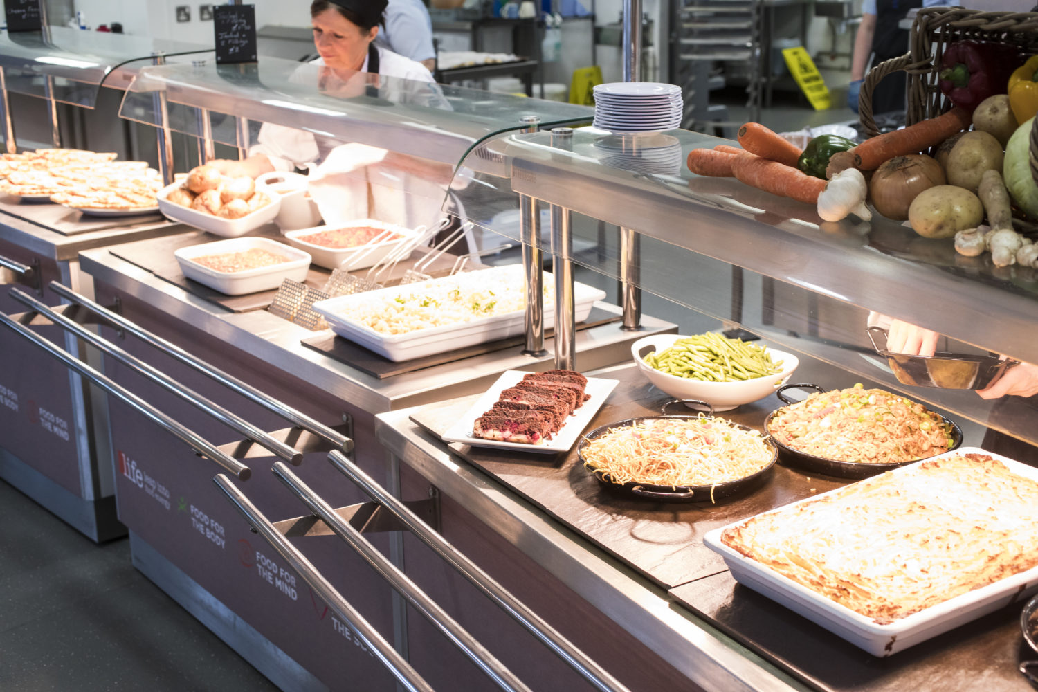 Photo of the food serving area in the canteen at Strood Academy.