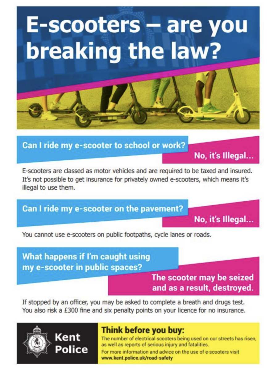 E-Scooter poster from Kent Police