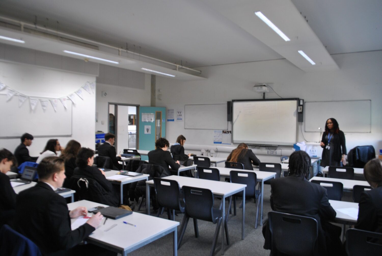 Students working at desks